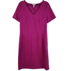 Escada Womens Raspberry Pink Rubin Short Sleeve V Neck Dress Size 40 Medium